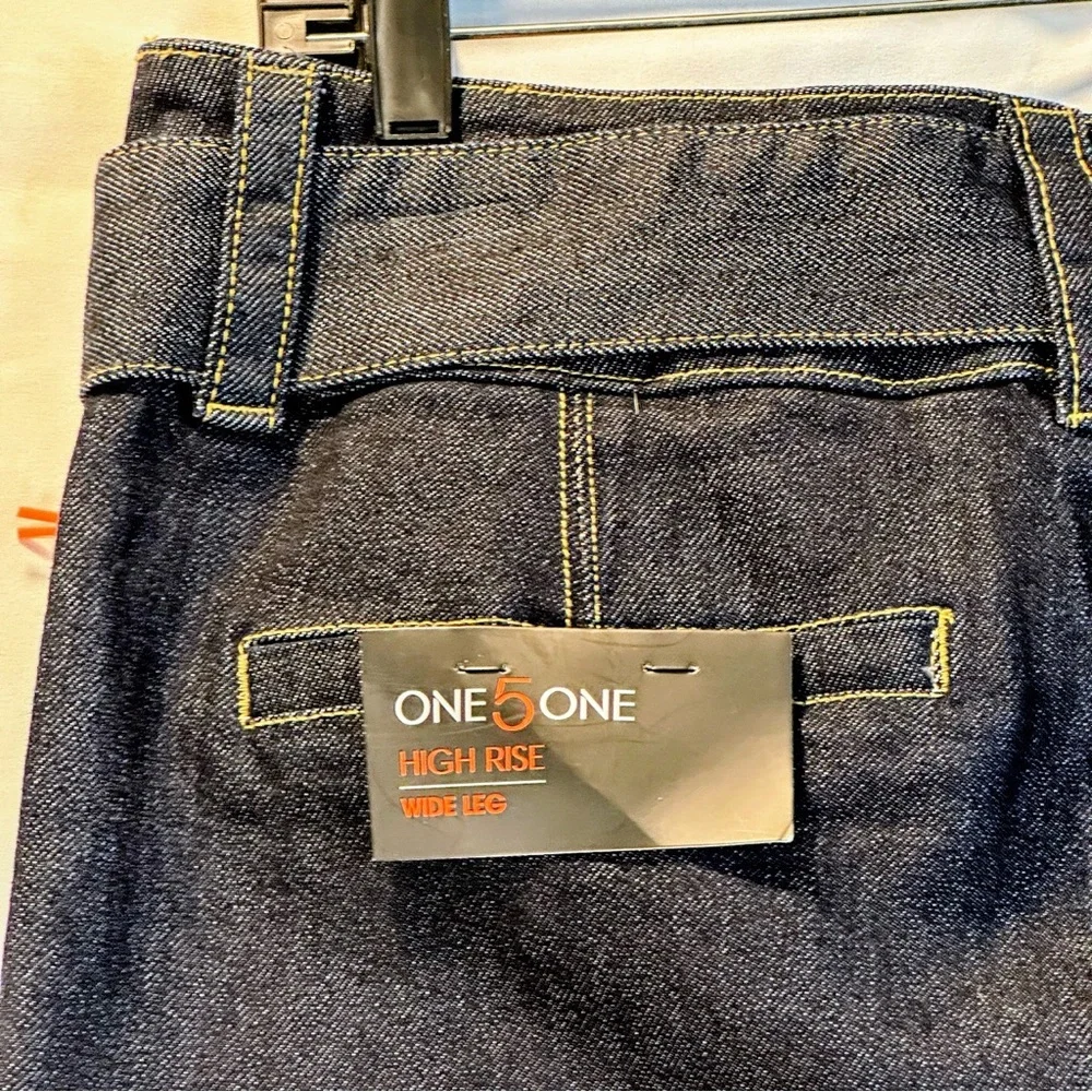 One 5 One Dark Indigo Wide Leg Jeans - Picture 5 of 9